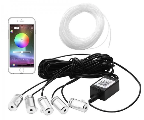 Kit 5 Benzi LED Lumini Ambientale auto RGB Control din Aplicatie Telefon 6 Metrii